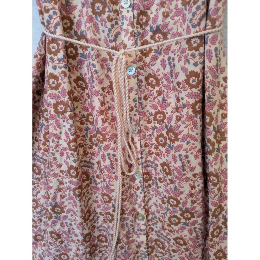 NEW Faherty Orinda Maxi Dress Women's L Earth Block Print Organic Cotton Tassel - Picture 8 of 12